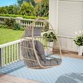 Egg Swing Chair Without Stand Patio Rattan Wicker Hanging Chair with Cushion and Pillow Wicker Rattan Swinging Egg Chair for Patio Garden Balcony