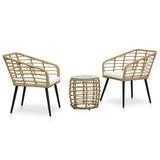 Irfora 3 Piece Bistro Set Poly Rattan Oak