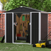 Aobabo Metal Outdoor Storage Shed 6.4FT x 4FT Steel Utility Tool Shed Storage House with Sliding Door Metal Sheds Outdoor Storage for Backyard Garden Patio Lawn Black