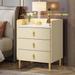 Nightstand with 3 Drawers, Modern Night Stand with PU Leather for Bedroom