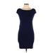 Velvet Torch Casual Dress - Bodycon Boatneck Short sleeves: Blue Print Dresses - Women's Size Medium