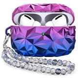 V-MORO Compatible with Airpods Pro 2 Case Cover Fancy Laser Hard PC Protective Case for AirPod Pro 2nd Generation Colorful Diamond Shape Cute Fashion Case[3 in 1] with Lanyard and Beaded Key