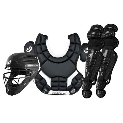 Pro Nine Armatus Elite Adult Baseball Catcher's Gear Set Black