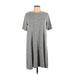 Gap Casual Dress - Shift High Neck Short sleeves: Gray Marled Dresses - Women's Size Large