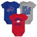 Newborn & Infant Red/Royal/Heather Gray Buffalo Bills Three-Pack Eat, Sleep Drool Retro Bodysuit Set