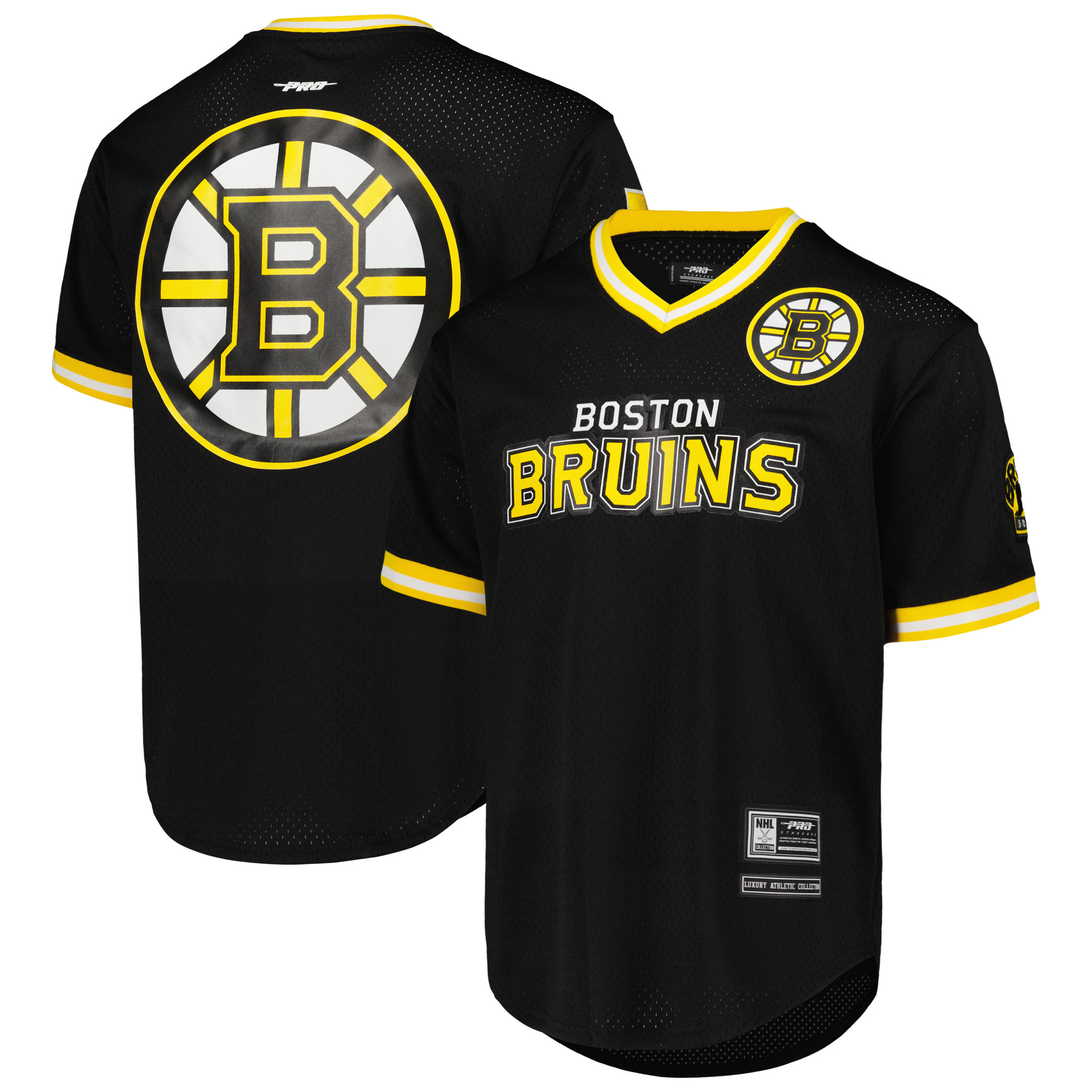 Schwarzes Pro Standard Boston Bruins Classic Mesh-T-Shirt mit V-Ausschnitt für Herren Image