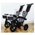 Three-Wheel Double Stroller Five Modes Double Pushchair Bicycle 3-Point Safety Protection Baby Carriage Trolley Stroller