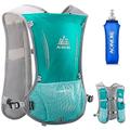 HINATAA Lightweight Running Hydration Backpack, 5L 190g Running Hydration Vest for Women and Men Cycling Running Climbing Hiking Vest Pack (Green with 500ML water bottle)