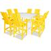 POLYWOOD® Modern Curveback Adirondack 9-Piece Farmhouse Trestle Bar Set Plastic in White | Outdoor Furniture | Wayfair PWS384-1-11207