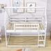 Harper Orchard Hannasville Twin Over Twin Wooden Low Bunk Bed w/ Ladder in White | 70.8 H x 41.6 W x 77.3 D in | Wayfair