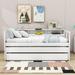 Wildon Home® Ajara Twin XL Wooden Daybed w/ Two Twin Size Trundles & Three Shelves Wood in White | 35 H x 47 W x 82 D in | Wayfair