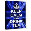 LR Keep Calm Wall Art Canvas Picture Drink Tea Blue White Union Jack Home Framed Panel Print Ready to Hang