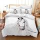 UGZDEA Horse Bed Linen Set - White Bed Linen 3-Piece Set Bed Linen for Adults Bedroom Decor (King（220x240cm）, A)