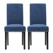 Fabric Upholstered Nailhead Trim Parsons Dining Chairs Terry Cloth Set of 2