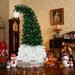 6 FT Hinged Fraser Fir Artificial Fir Bent Top Christmas Tree, Xmas Tree Santa Hat Style Christmas Tree