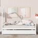 Twin Wooden Daybed with trundle, Twin House-Shaped Headboard bed with Guardrails