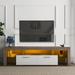 Modern LED TV Stand for 70" TV with The Toughened Glass Shelf,Brown/White-62.99"W x 13.78"D x 17.72"H - 62 in