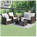 4-Pieces PE Rattan Wicker Outdoor Patio Furniture Set with Cushions