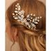 Opal Hair Comb Crystal Bridal Hair Pieces Floral Hair Accessories Prom Hair Pieces for Women and Girls (ROSE GOLD)