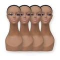 HTYSUPPLY Lifesize Black Female Mannequin Heads Pack of 4pcs Manikin Head for Wig Display