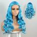 Blue Braids Wig - Long Blue Wave Wig for Girl (22 Inch Light Blue Mixed White)