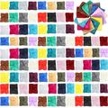 100 Pcs Satin Scarf 19.7 x 19.7 Inches Solid Color Bandanas Multi Color Mixed Designs Small Square Satin Women Neck Head Scarf Scarves