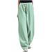 QUYUON Baseball Pants Deals Fashionable Loose Fitting Casual Solid Color Long Pants Workout Pants Women Full Length Pant Leg Casual Style P7199 Green XXL