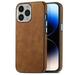 Nalacover Slim Case for iPhone 15 Pro Max Skin Friendly PU Leather Soft Lining Cover Lightweight TPU Shockproof Plating Buttons Camera Lens Protection Case for iPhone 15 Pro Max Brown