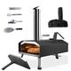 KitchenBoss Pizza Oven Outdoor Pizza Ovens Portable: Wooden Pellet Heated Pizza Oven with 30.5 cm Pizza Stone, Stainless Steel Pizza Oven for Garden, Patio, Backyard, Camping 12 Inch