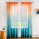Melodieux Linen Textured Ombre Semi Sheer Curtains 96 Inches Long for Living Room Bedroom Sunset Rod Pocket Gradient Drapes, Orange Teal Green Turquoise Mint, 52 x 96 Inch (2 Panels)