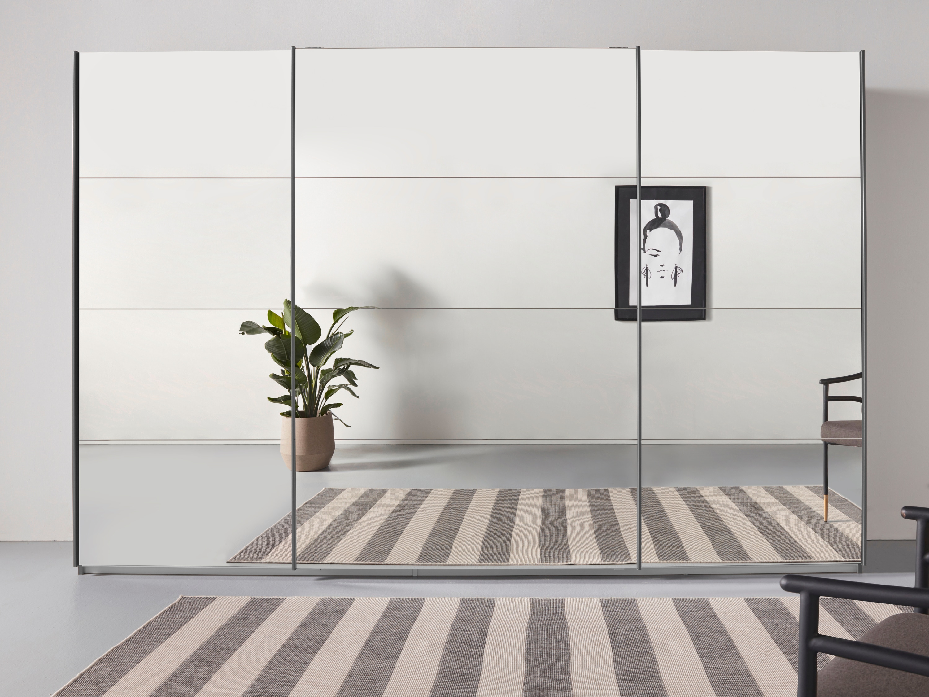 Schwebetürenschrank RAUCH "Kleiderschrank Schrank Garderobe Wäscheschrank Ankleide OTELI", braun (eiche artisan), B:315cm H:229cm T:62cm, Holzwerkstoff, Schränke, Schwebetürenschrank, mit Spiegelfront, inkl. Wäscheeinteilung mit 3 Innenschubladen