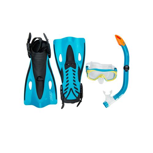„Taucherbrille CRUZ „“Cebu““ Sportbrillen Gr. L-XL, schwarz (schwarz, blau) Taucherbrillen mit Flossen, Schnorchel und Taucherbrille“