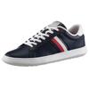 Sneaker TOMMY HILFIGER "ESSENTIAL LEATHER CUPSOLE", Herren, Gr. 40, blau (dunkelblau, weiß), Leder, sportlich, Schuhe, mit typischen Streifen, Freizeitschuh, Halbschuh, Schnürschuh