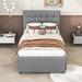 Latitude Run® Arvester 3 Drawers Platform Bed w/ Pull-out Trundle Upholstered/Linen in Black | 56 H x 56 W in | Wayfair