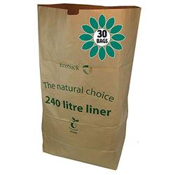 All-Green 240 Litre x 30 Paper Compostable Wheelie Bin Liners - Biodegradable Sacks/Liners - Bioliner Eco Sack Bags Composting Guide