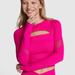 Women's PINK Seamless Mesh Long-Sleeve Crop Top