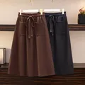 Jupe trapèze à taille élastique pour femme noix 150 grande taille hanche noir marron 5XL 6XL