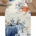 Thanksgiving Decoration Linen Table Runner Blue Pumpkin Dresser Table Runner Vintage Kitchen Table