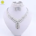 Nigerian Wedding African Beads Jewelry Set Women African Costume Jewelry Set Dubai Silver Color