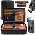 Zigarren Humidor Leder Zedernholz Zigarren etui mit Zigarren anzünder V-Cut Zigarren schneider