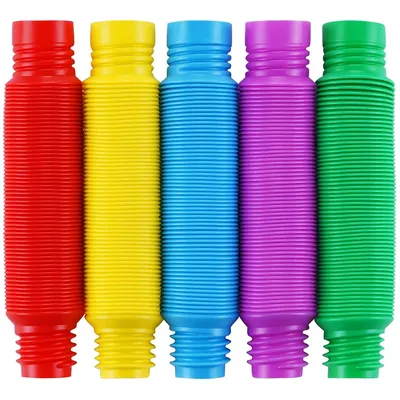 Huge POP Tube Color Corrugated Stretch Plastic Tube DIY Vent Relief Fidget Sensory Toy For Kids 3-5