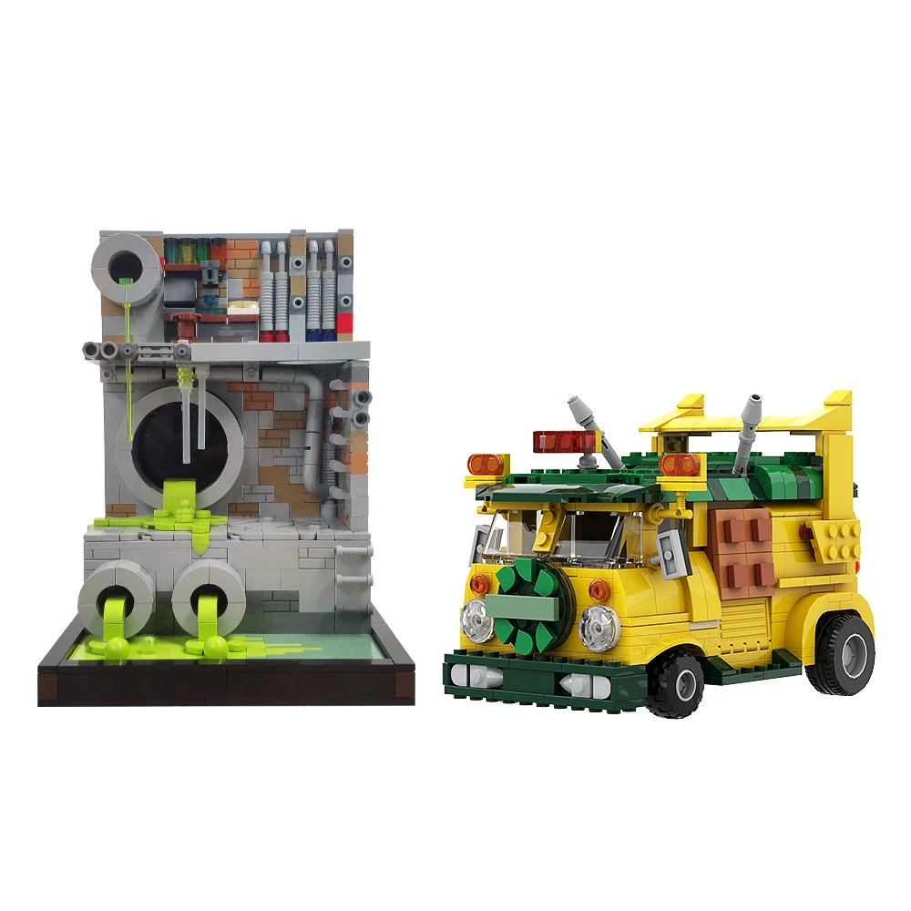 Moc Turtle Kanalisation und Van Party Wagon Bausteine Filme Ninja-ded Animation Modell Spielzeug Ziegel Sets von Geschenk für Kinder Erwachsene Image