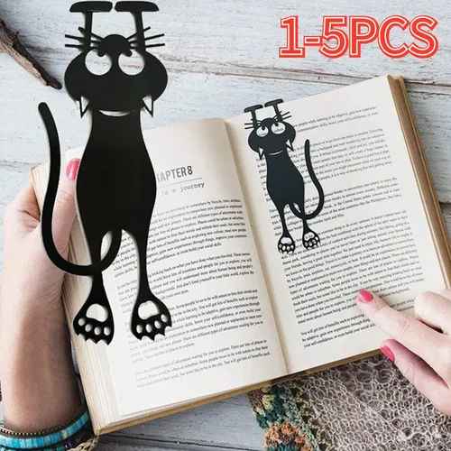 1-5 Stück kawaii schwarze Katze Lesezeichen für Bücher 3d Kunststoff Stereo Tier Lesezeichen für
