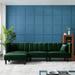 Modern Design Reversible Sectional Sofa Sleeper with 2 Pillows, Dark Green Velvet