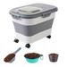 30 Lbs Rice Storage Container/20 Lbs Pet Food Storage Container Foldable Pet Food Storage Bin with Visible Lids Locking Seal & Bowl Apply for the Storage of Grains Pet food Gray