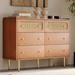 Retro Rattan 6-Drawer Dresser, Child-Friendly Design, Stable Construction