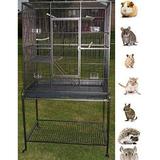 Large Wrought Iron 4-Level Tight 1/2-Inch Bar Spacing Chinchilla Sugar Glider Mice Rat Cage With Removable Stand