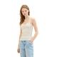 TOM TAILOR Denim Damen 1036615 Top mit Raffung & Rippstruktur, 31951-Small Off White Flower Print, L