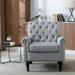 Tufted Upholstered Accent Chairs Single Sofa Chair for Livingroom with Linen Fabric Armchairs Comfy Reading Chair, Light Gray