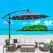 10 ft Solar LED Patio Umbrella with 24 Solar-Powered LED Lights and Water-Fade-UV-Resistant